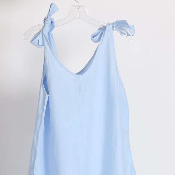 Charlie B Cropped Light Blue Linen Jumpsuit with XL - Picture 2 of 6